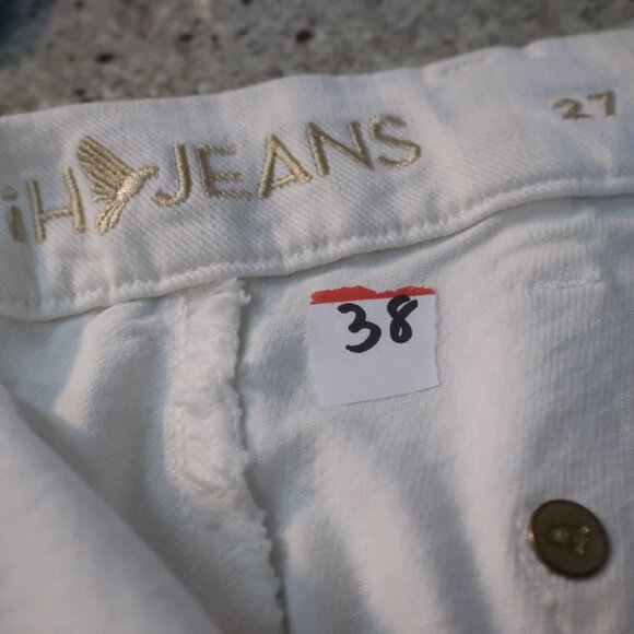 Women MiH Jeans Cream The Marrakesh Mid-Rise Kick Flare Denim Jeans 27 - Picture 9 of 9